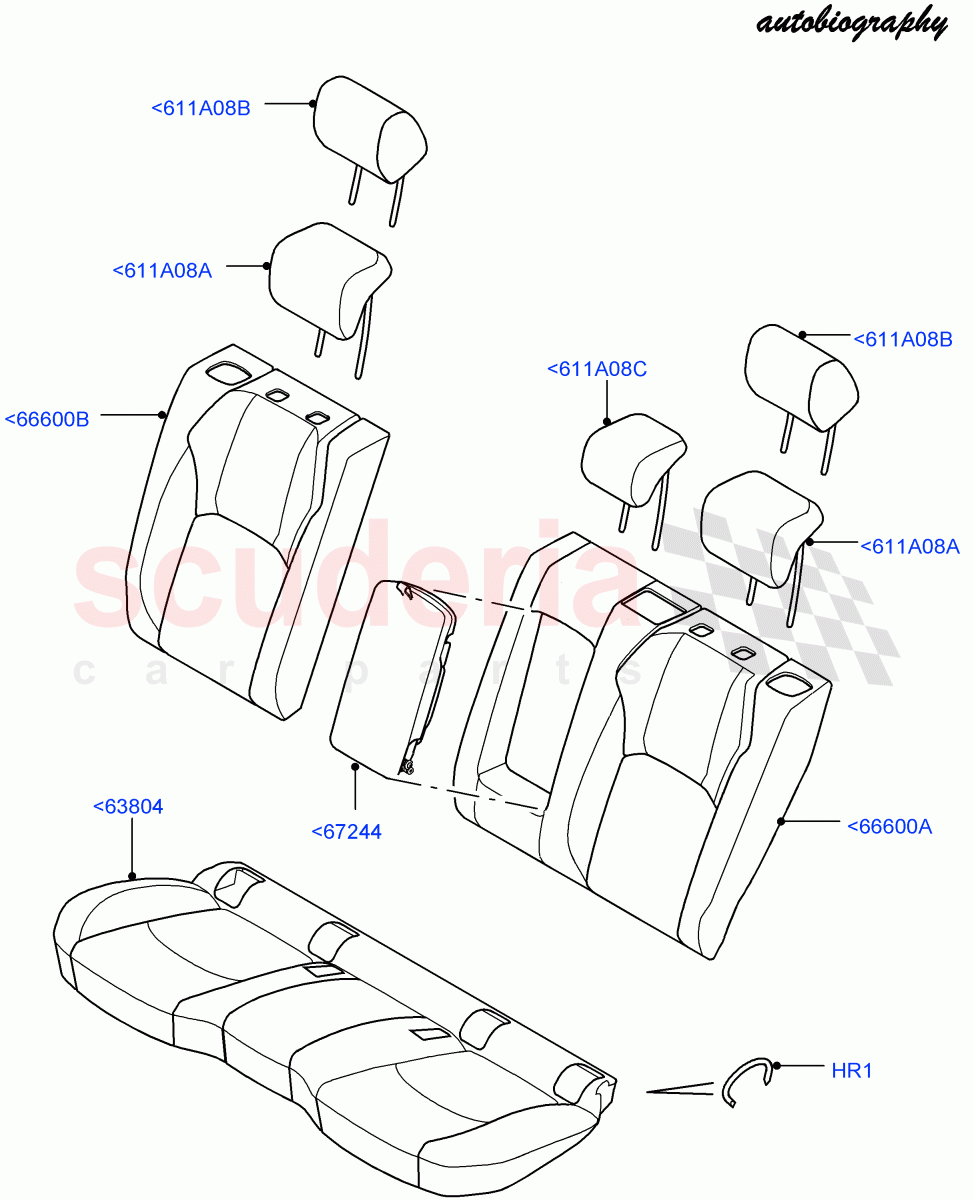Rear Seat Covers (Halewood (UK), With 60/40 Split - Folding Rr Seat, Autobiography Pack) ((V) FROMGH000001) of Land Rover Land Rover Range Rover Evoque (2012-2018) [2.0 Turbo Petrol AJ200P]