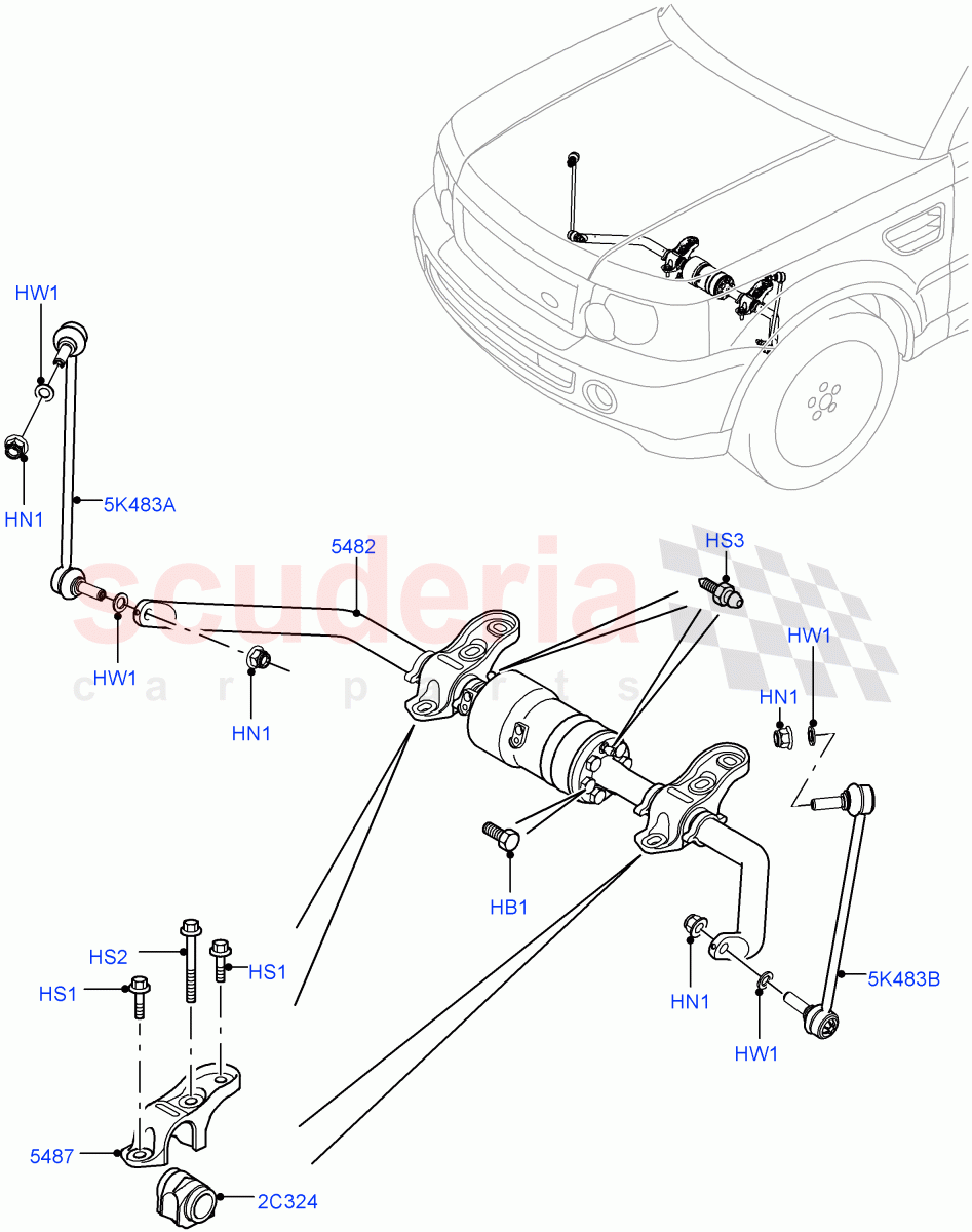 Active Anti-Roll Bar System(Stabilizer Bar, Front)(With Roll Stability Control,With ACE Suspension)((V)TO9A999999) of Land Rover Land Rover Range Rover Sport (2005-2009) [3.6 V8 32V DOHC EFI Diesel]