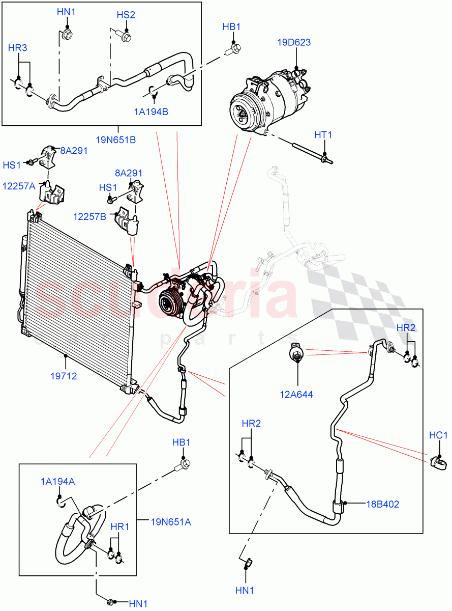 Air Conditioning Condensr/Compressr (Front) (2.0L I4 High DOHC AJ200 Petrol, 2.0L I4 DSL HIGH DOHC AJ200) ((V) FROMM2000001) of Land Rover Land Rover Defender (2020+) [3.0 I6 Turbo Petrol AJ20P6]