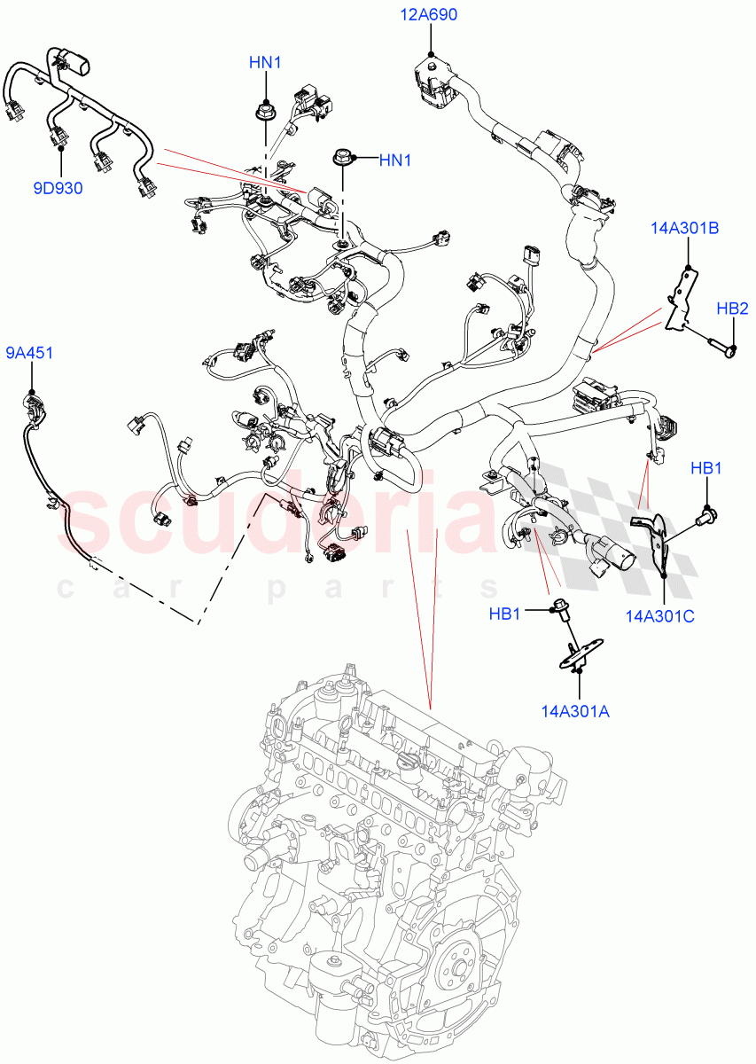 Electrical Wiring - Engine And Dash(Engine)(2.0L I4 High DOHC AJ200 Petrol,Changsu (China),2.0L I4 Mid DOHC AJ200 Petrol)((V)FROMHG379388) of Land Rover Land Rover Discovery Sport (2015+) [2.0 Turbo Diesel AJ21D4]