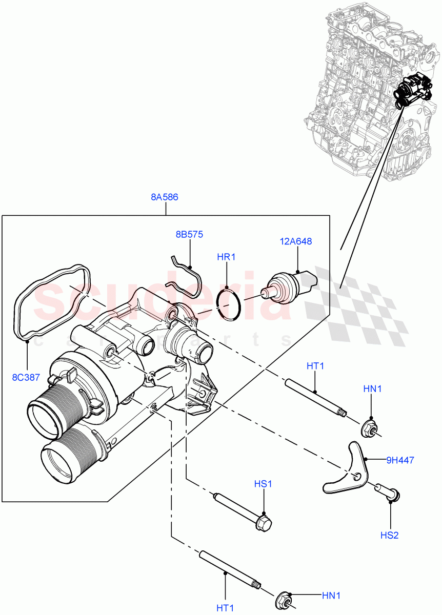 Thermostat/Housing & Related Parts(2.2L DOHC EFI TC DW12,2.2L CR DI 16V Diesel) of Land Rover Land Rover Range Rover Evoque (2012-2018) [2.2 Single Turbo Diesel]