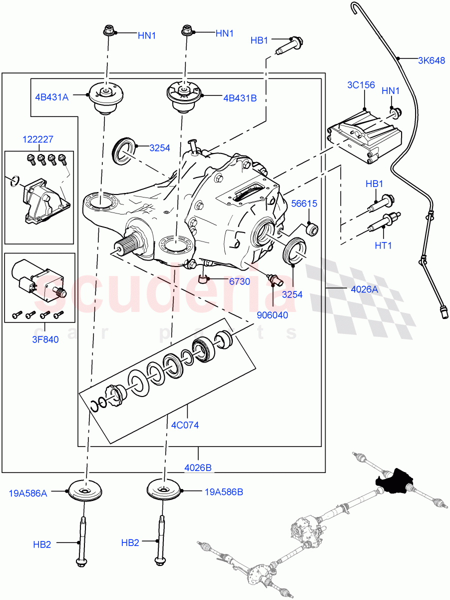 Rear Axle(With Petrol Engines,8 Speed Auto Trans ZF 8HP70 4WD,Electronic Locking Differential,4.4L DOHC DITC V8 Diesel,8 Speed Auto Trans ZF 8HP45,3.0 V6 Diesel)((V)TOGA999999) of Land Rover Land Rover Range Rover (2012-2021) [3.0 Diesel 24V DOHC TC]