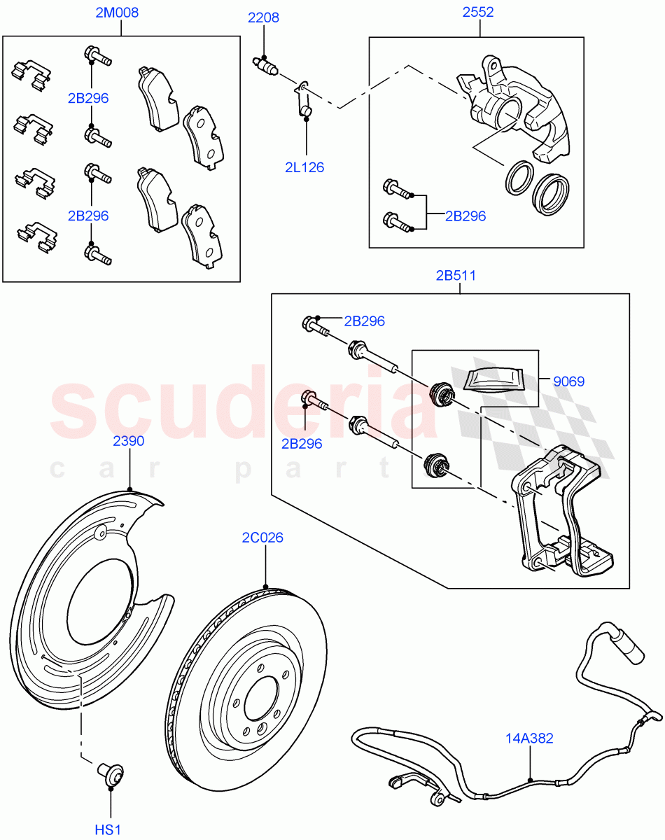 Rear Brake Discs And Calipers(Autobiography Black / SV Autobiography)(Limited Package,Brake Calipers - Red,Brake Calipers - Bespoke,Less Version Package,Brake Calipers - Black)((V)FROMGA000001) of Land Rover Land Rover Range Rover (2012-2021) [3.0 Diesel 24V DOHC TC]