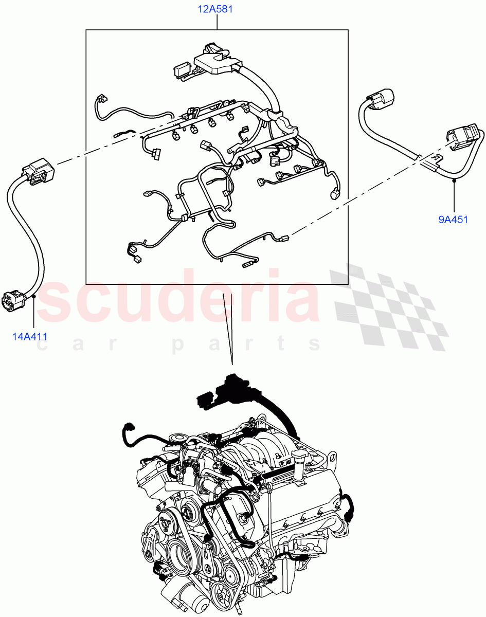 Electrical Wiring - Engine And Dash(Engine)(AJ Petrol 4.4 V8 EFI (220KW))((V)TO9A999999) of Land Rover Land Rover Range Rover Sport (2005-2009) [4.2 Petrol V8 Supercharged]