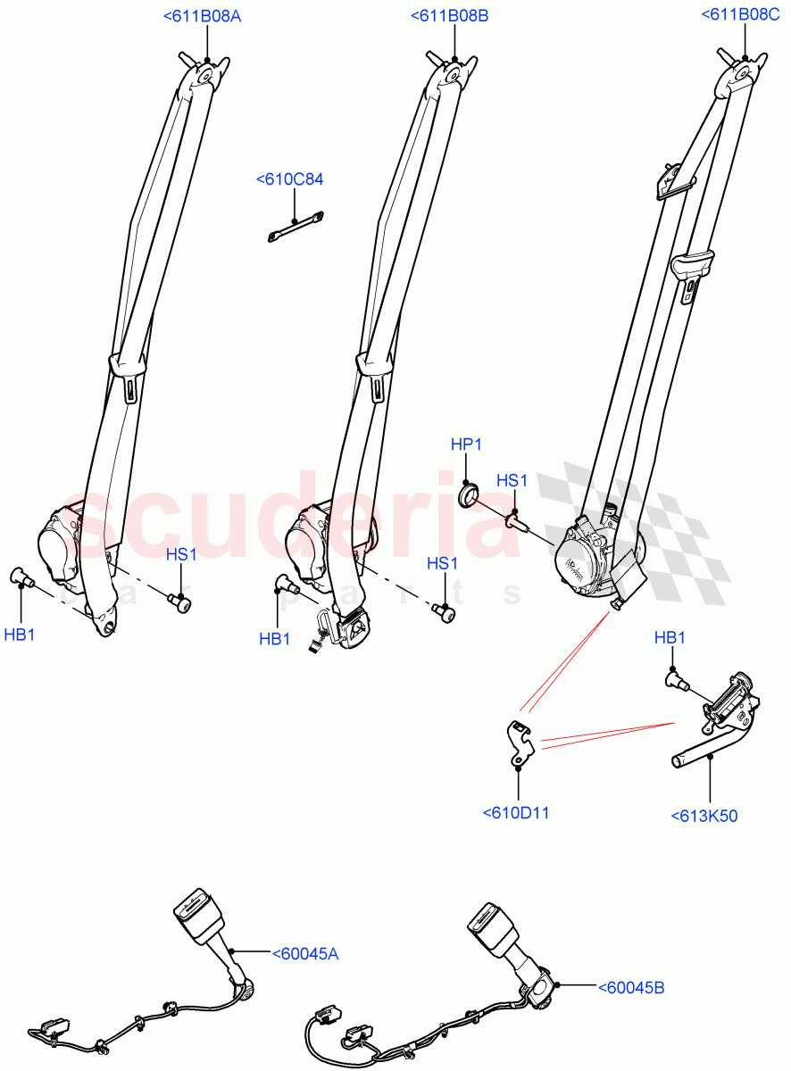 Front Seat Belts(Halewood (UK)) of Land Rover Land Rover Discovery Sport (2015+) [2.0 Turbo Diesel AJ21D4]