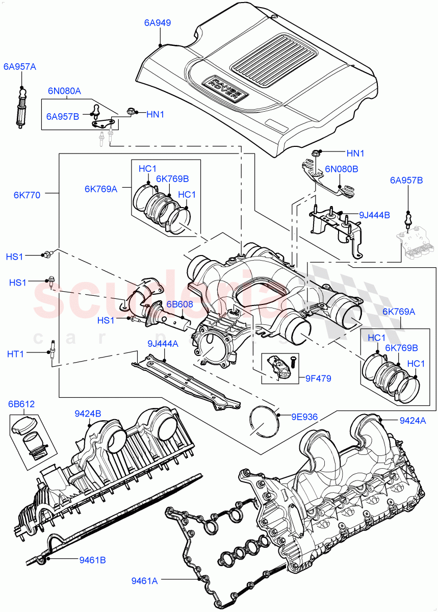 Inlet Manifold(4.4L DOHC DITC V8 Diesel) of Land Rover Land Rover Range Rover Sport (2014+) [4.4 DOHC Diesel V8 DITC]