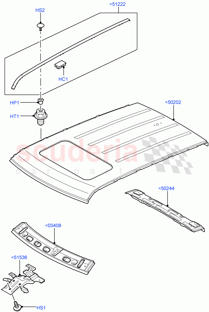 Roof - Sheet Metal (Power Tilt/Slide Sun Roof) ((V) TO9A999999) of Land Rover Land Rover Range Rover Sport (2005-2009) [2.7 Diesel V6]