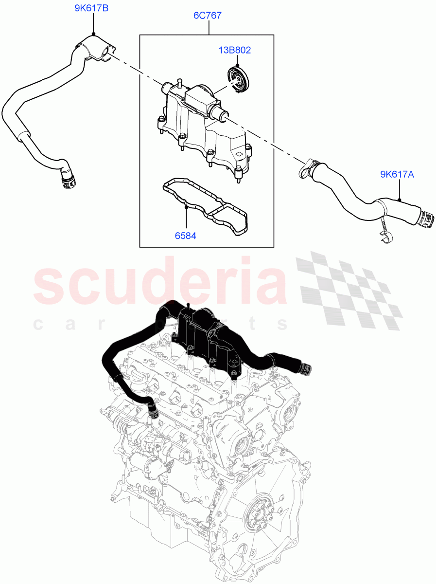 Emission Control - Crankcase(2.0L AJ20P4 Petrol High PTA,Halewood (UK),2.0L AJ20P4 Petrol E100 PTA,2.0L AJ20P4 Petrol Mid PTA) of Land Rover Land Rover Range Rover Evoque (2019+) [2.0 Turbo Petrol AJ200P]