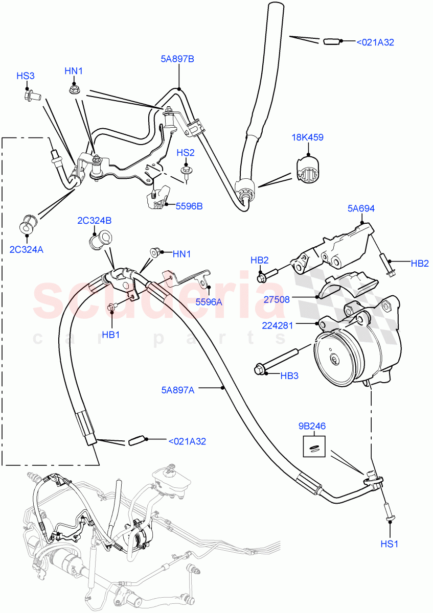 Active Anti-Roll Bar System(ARC Pump, High Pressure Pipes)(5.0L OHC SGDI SC V8 Petrol - AJ133)((V)TOHA999999) of Land Rover Land Rover Range Rover Sport (2014+) [3.0 I6 Turbo Petrol AJ20P6]