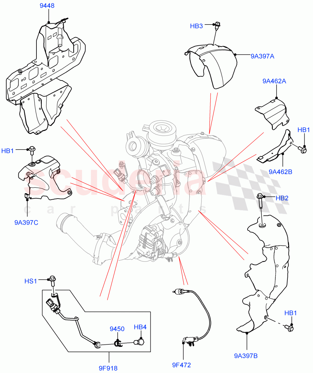 Turbocharger (Turbocharger Related Parts) (2.0L I4 DSL HIGH DOHC AJ200) ((V) FROMJH000001) of Land Rover Land Rover Discovery Sport (2015+) [2.0 Turbo Diesel]