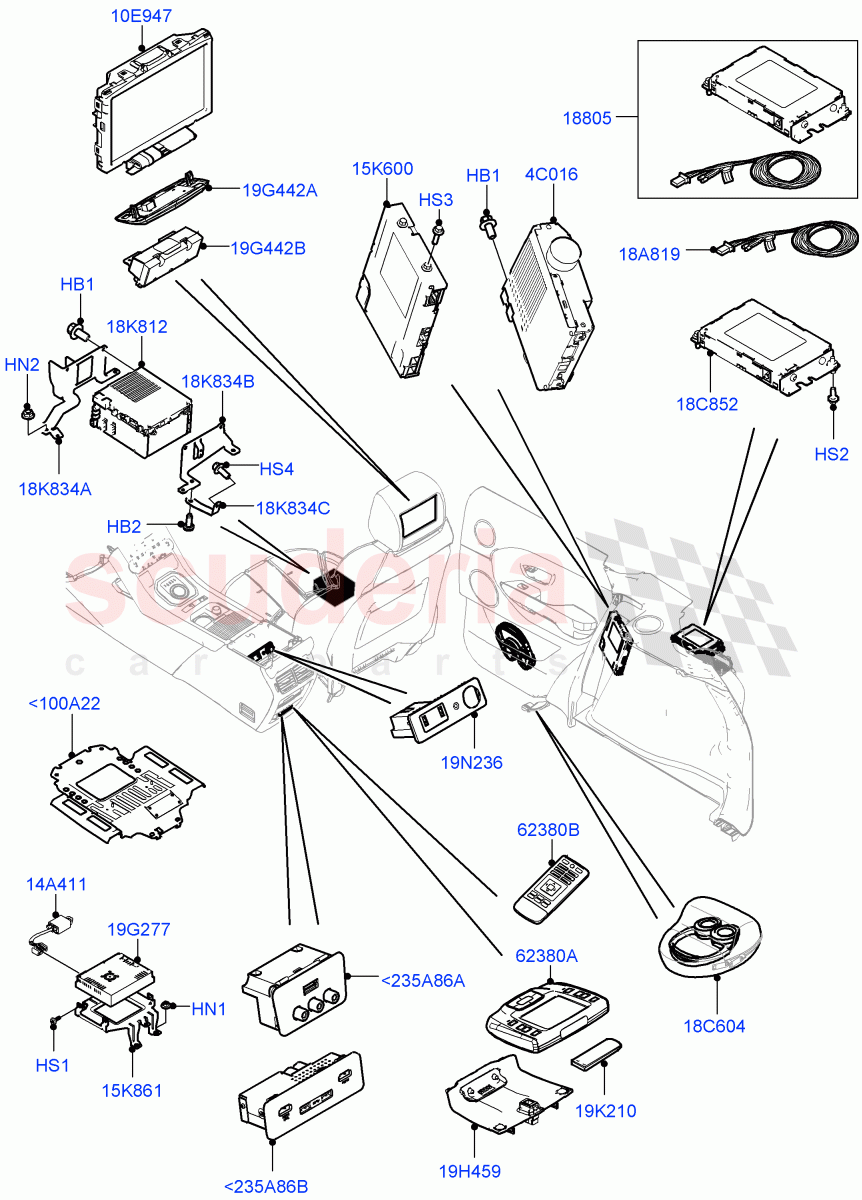 Family Entertainment System (Board Monitor) (Halewood (UK)) of Land Rover Land Rover Range Rover Evoque (2012-2018) [2.2 Single Turbo Diesel]
