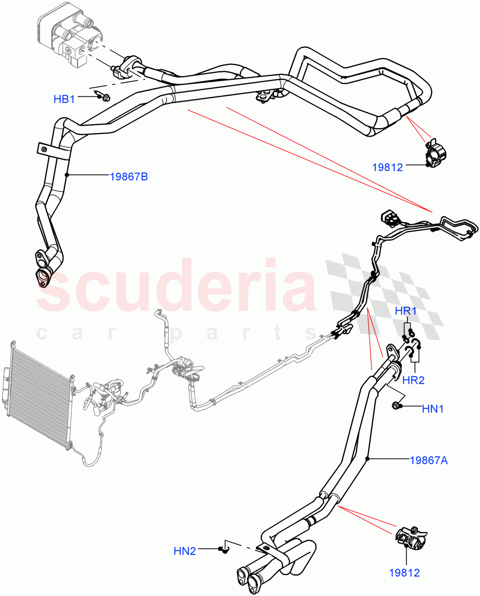 Air Conditioning Condensr/Compressr (Rear) (With Air Conditioning - Front/Rear, Electric Engine Battery-PHEV) ((V) FROMKA000001) of Land Rover Land Rover Range Rover (2012-2021) [3.0 I6 Turbo Petrol AJ20P6]