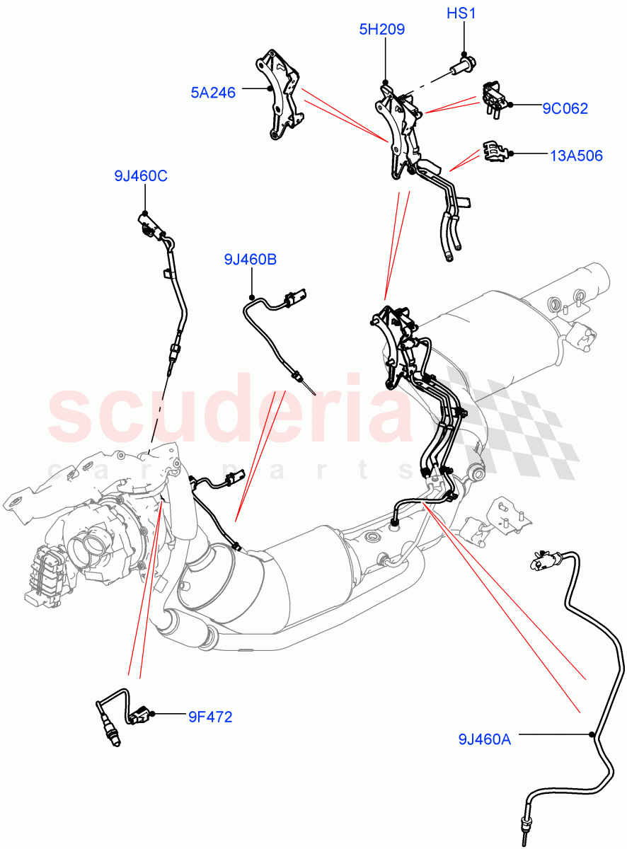 Exhaust Sensors And Modules(Solihull Plant Build)(3.0 V6 Diesel,Stage V Plus DPF,Proconve L6 Emissions)((V)FROMHA000001) of Land Rover Land Rover Discovery 5 (2017+) [3.0 Diesel 24V DOHC TC]