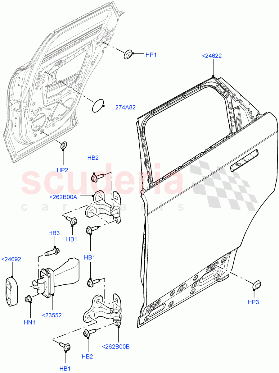 Rear Doors, Hinges & Weatherstrips (Door And Fixings) of Land Rover Land Rover Range Rover Velar (2017+) [2.0 Turbo Diesel]