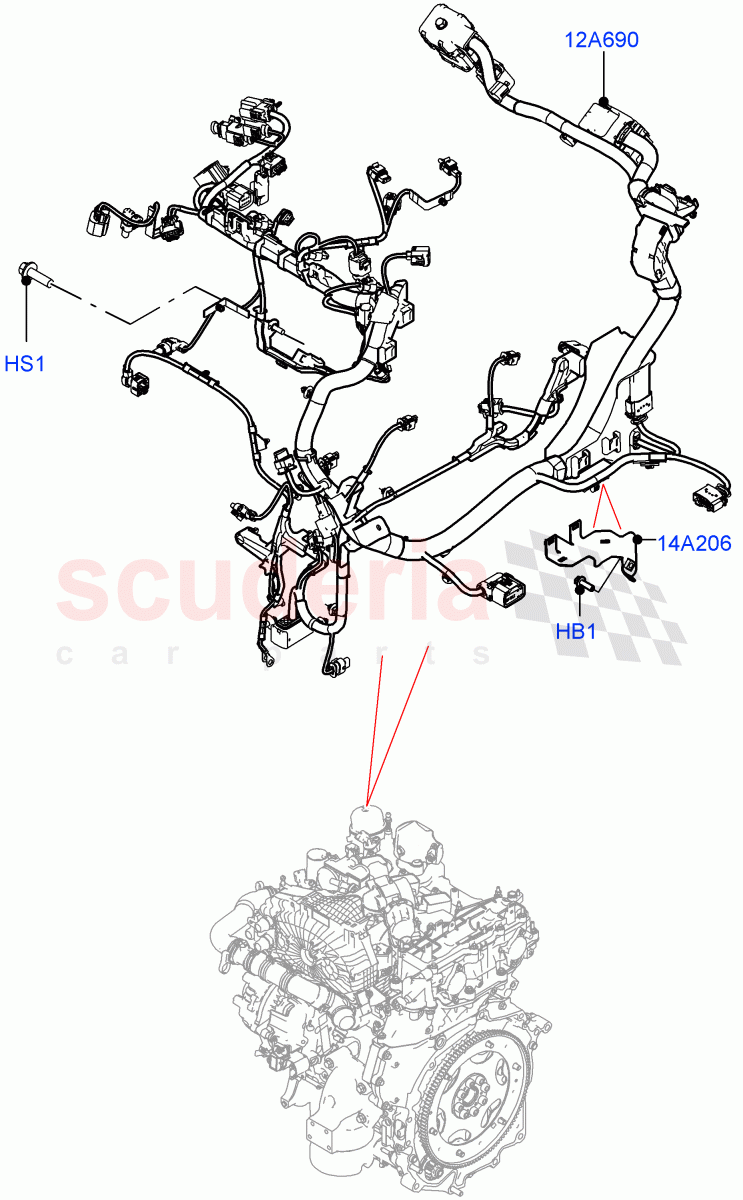 Engine Harness(1.5L AJ20P3 Petrol High PHEV,Changsu (China)) of Land Rover Land Rover Range Rover Evoque (2019+) [2.0 Turbo Diesel AJ21D4]