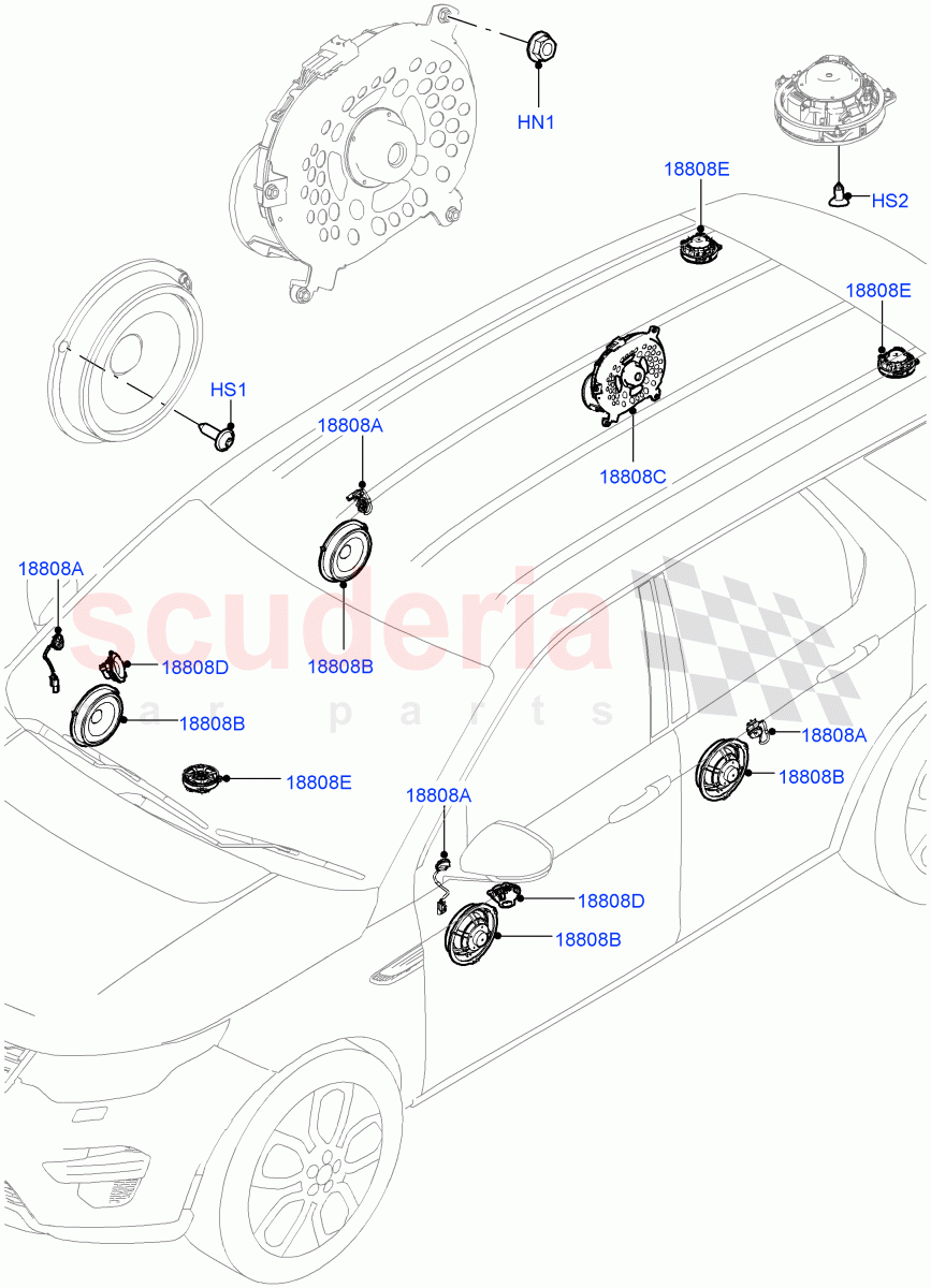 Speakers(Itatiaia (Brazil),Premium Audio 1280 W)((V)FROMGT000001) of Land Rover Land Rover Discovery Sport (2015+) [2.2 Single Turbo Diesel]