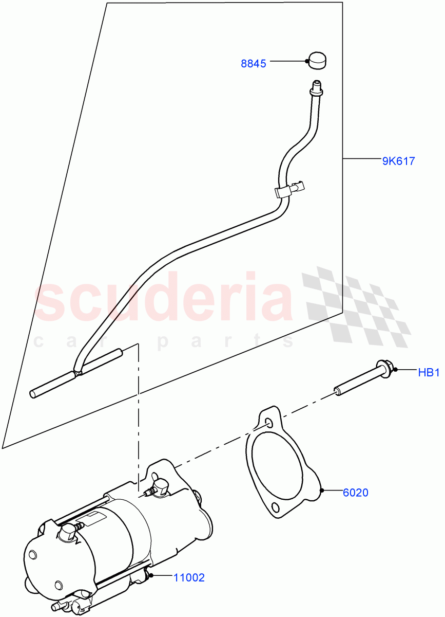 Starter Motor(2.0L AJ200P Hi PHEV)((V)FROMJA000001,(V)TOKA999999) of Land Rover Land Rover Range Rover Sport (2014+) [2.0 Turbo Petrol AJ200P]