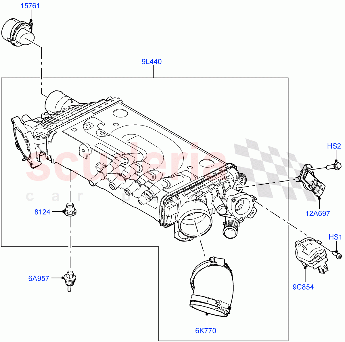 Intercooler/Air Ducts And Hoses(3.0L AJ20P6 Petrol High,3.0L AJ20P6 Petrol PHEV) of Land Rover Land Rover Range Rover (2022+) [3.0 I6 Turbo Petrol AJ20P6]