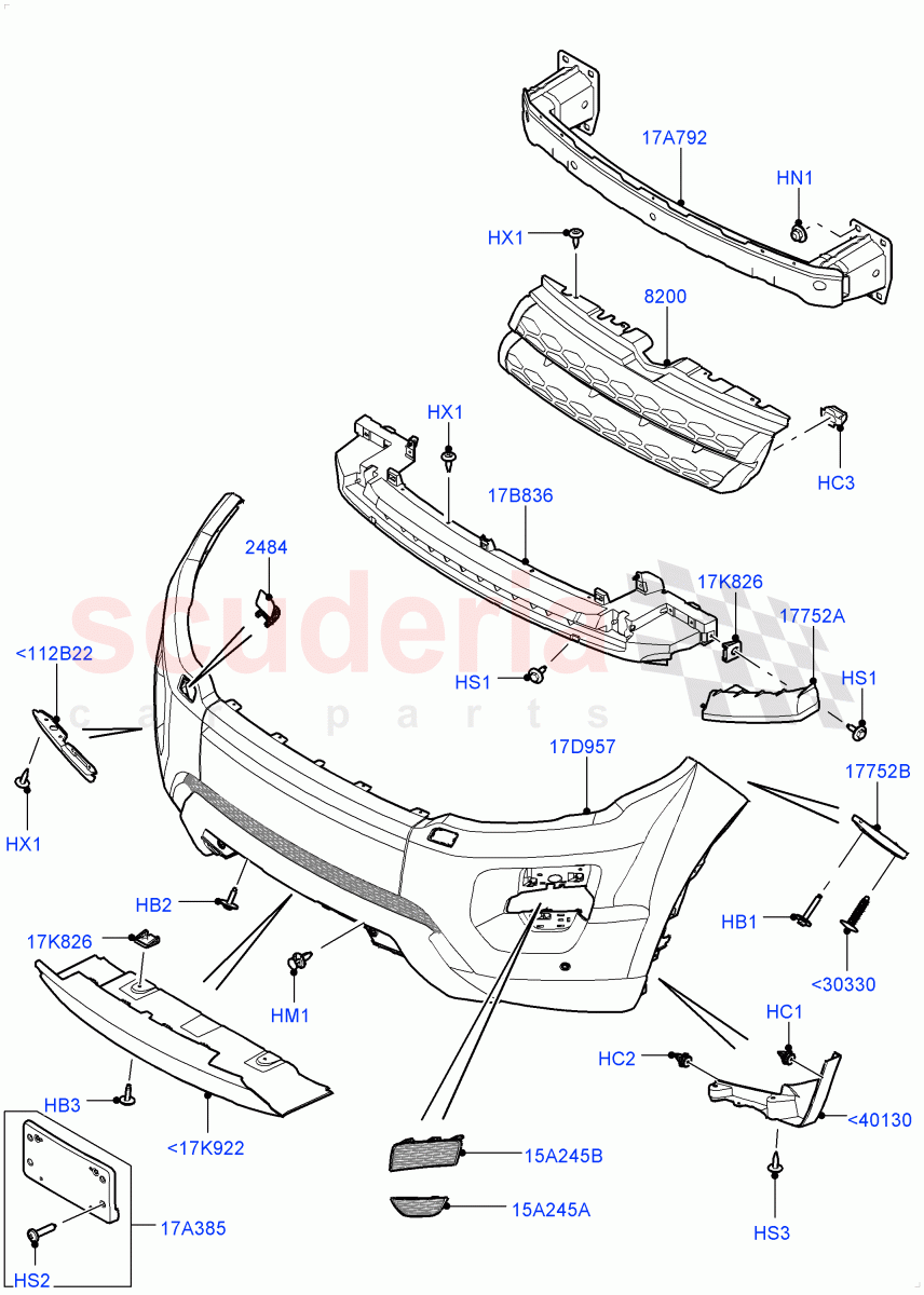 Radiator Grille And Front Bumper (Changsu (China), Sport/Dynamic) ((V) FROMEG000001, (V) TOGG134737) of Land Rover Land Rover Range Rover Evoque (2012-2018) [2.0 Turbo Diesel]