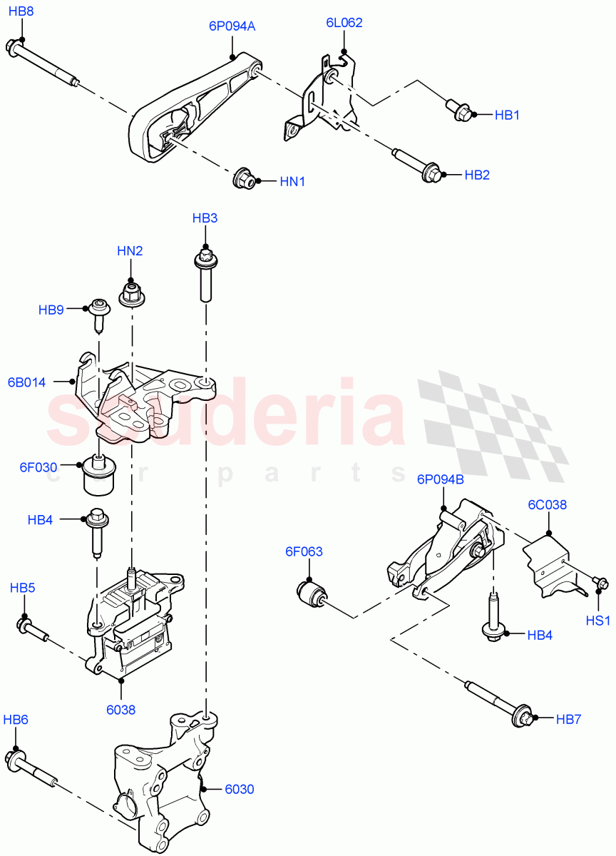 Engine Mounting(2.0L AJ21D4 Diesel Mid,Halewood (UK))((V)FROMMH000001) of Land Rover Land Rover Discovery Sport (2015+) [2.0 Turbo Petrol GTDI]