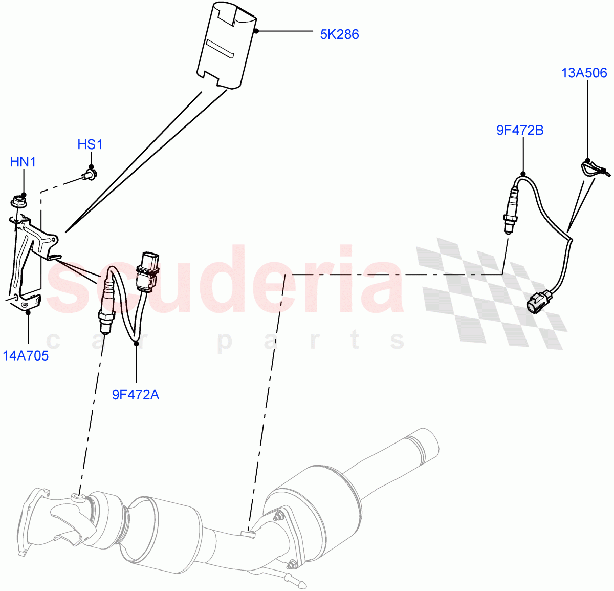 Exhaust System (Exhaust System Sensors) (2.0L 16V TIVCT T/C 240PS Petrol, Halewood (UK)) of Land Rover Land Rover Discovery Sport (2015+) [2.0 Turbo Petrol GTDI]