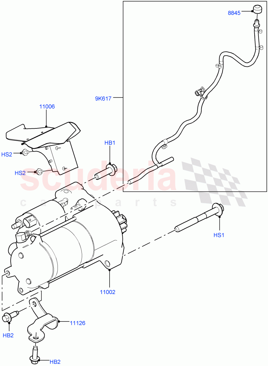 Starter Motor(5.0 Petrol AJ133 DOHC CDA,Starter - Stop/Start System,5.0L P AJ133 DOHC CDA S/C Enhanced)((V)FROMJA000001) of Land Rover Land Rover Range Rover Sport (2014+) [5.0 OHC SGDI SC V8 Petrol]