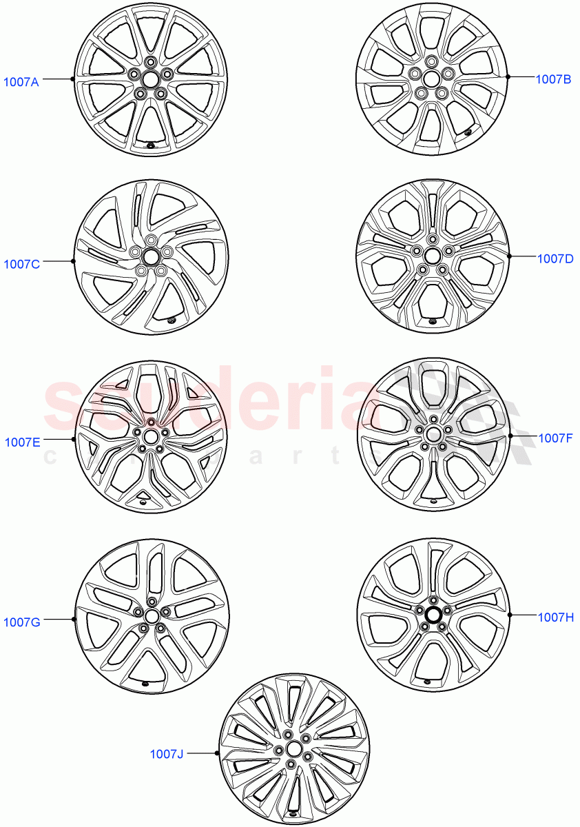 Spare Wheel(Itatiaia (Brazil),20" Full Size Spare Wheel,18" Full Size Spare Wheel,21" Full Size Spare Wheel,With Conventional Alloy Spare Wheel,With 17" Alloy Spare Wheel) of Land Rover Land Rover Range Rover Evoque (2019+) [2.0 Turbo Diesel]