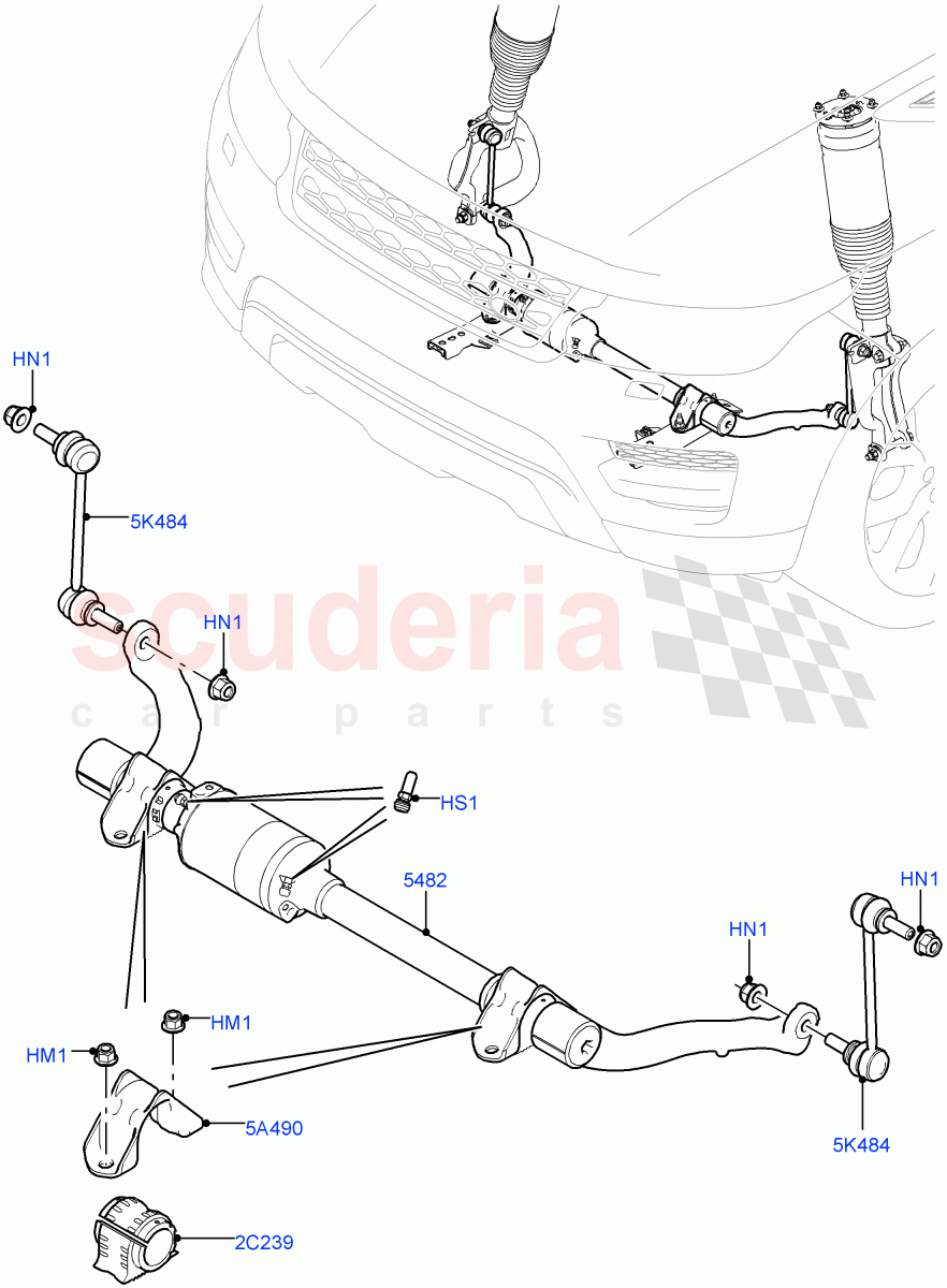 Front Cross Member & Stabilizer Bar(Active Stabilizer Bar)(With ACE Suspension)((V)TOJA999999) of Land Rover Land Rover Range Rover Sport (2014+) [4.4 DOHC Diesel V8 DITC]