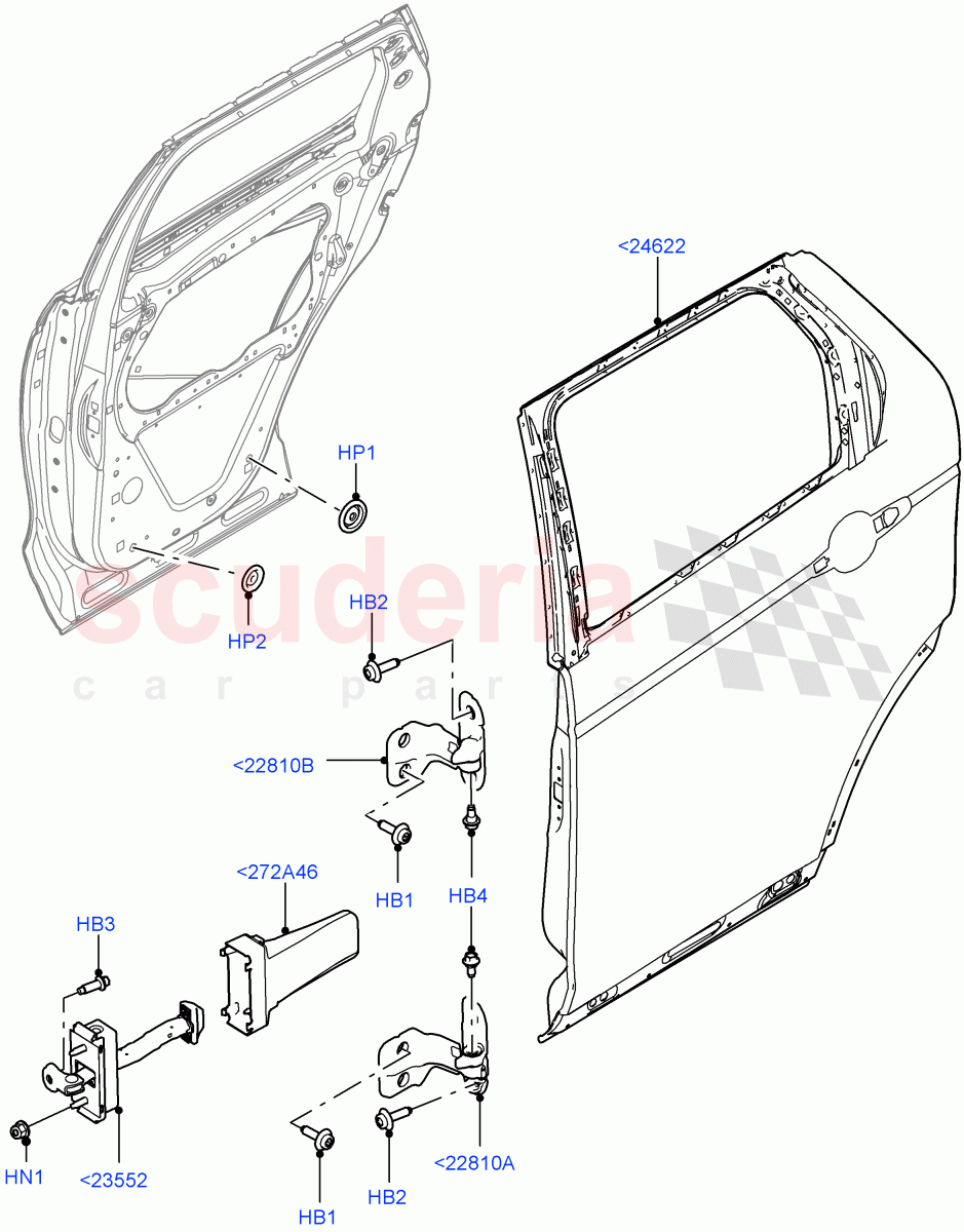 Rear Doors, Hinges & Weatherstrips(Door And Fixings)(Halewood (UK)) of Land Rover Land Rover Discovery Sport (2015+) [2.0 Turbo Diesel AJ21D4]