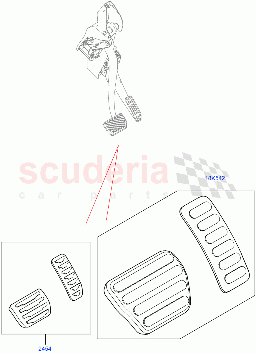 Pedal Covers(Solihull Plant Build, Nitra Plant Build) of Land Rover Land Rover Discovery 5 (2017+) [3.0 DOHC GDI SC V6 Petrol]