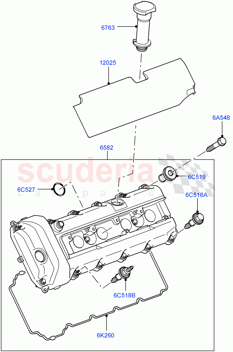 Cylinder Head Cover (AJ Petrol 4.2 V8 Supercharged) of Land Rover Land Rover Range Rover Sport (2005-2009) [4.2 Petrol V8 Supercharged]
