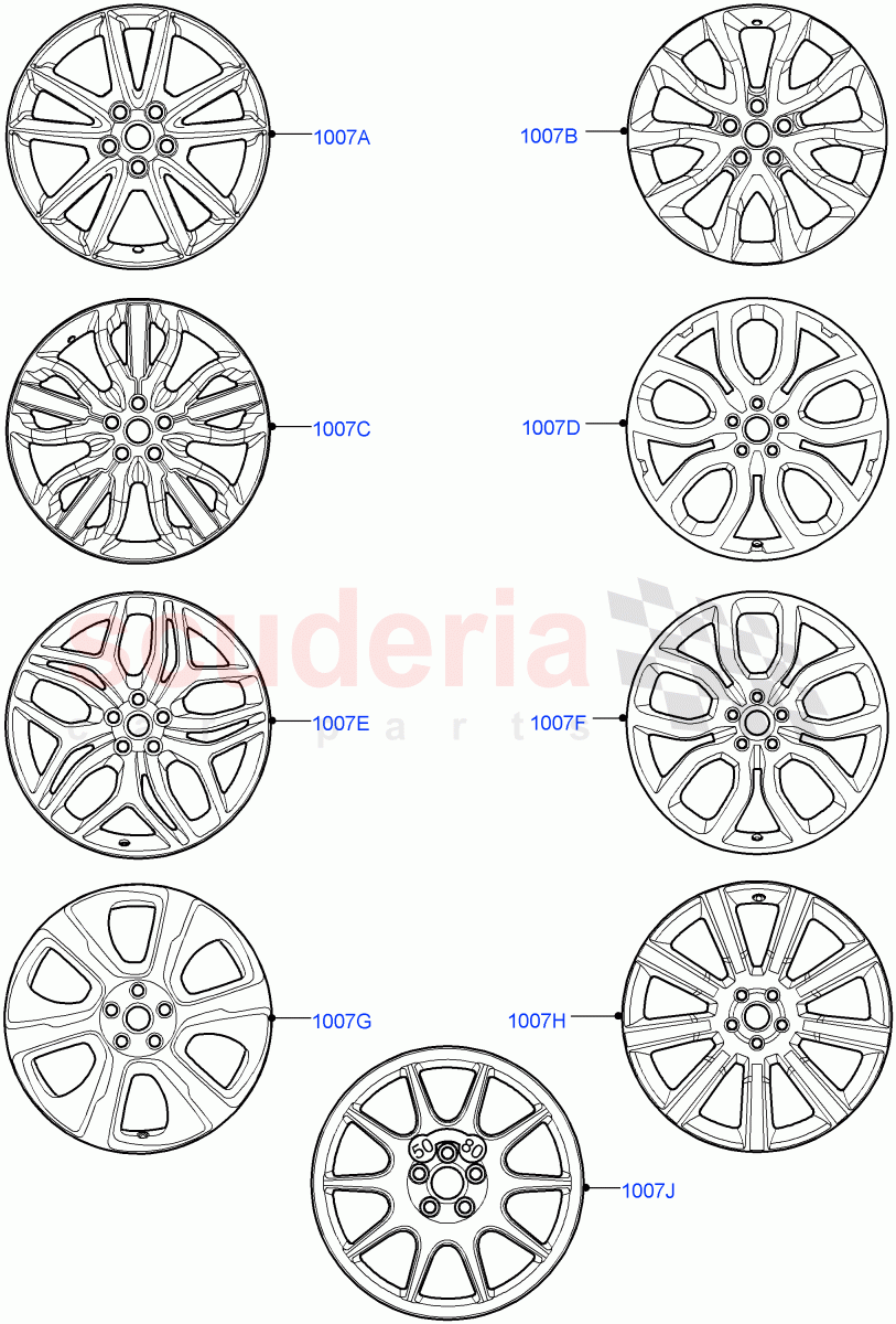 Spare Wheel(With Mini Aluminium Spare Wheel,With Mini Alloy Spare Wheel,Spare Wheel - Conventional Alloy) of Land Rover Land Rover Range Rover Sport (2014+) [2.0 Turbo Diesel]