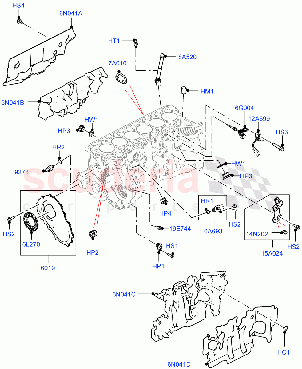 Cylinder Block And Plugs (3.0L AJ20P6 Petrol High) ((V) FROMMA000001) of Land Rover Land Rover Range Rover Velar (2017+) [3.0 I6 Turbo Petrol AJ20P6]