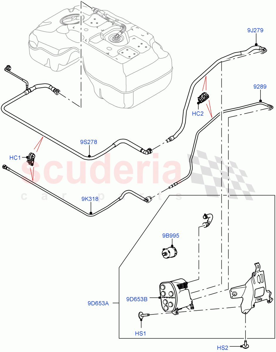 Carbon Canister (1.5L AJ20P3 Petrol High, Halewood (UK), Fuel Tank Filler Neck - Unleaded) ((V) FROMMH000001) of Land Rover Land Rover Discovery Sport (2015+) [1.5 I3 Turbo Petrol AJ20P3]