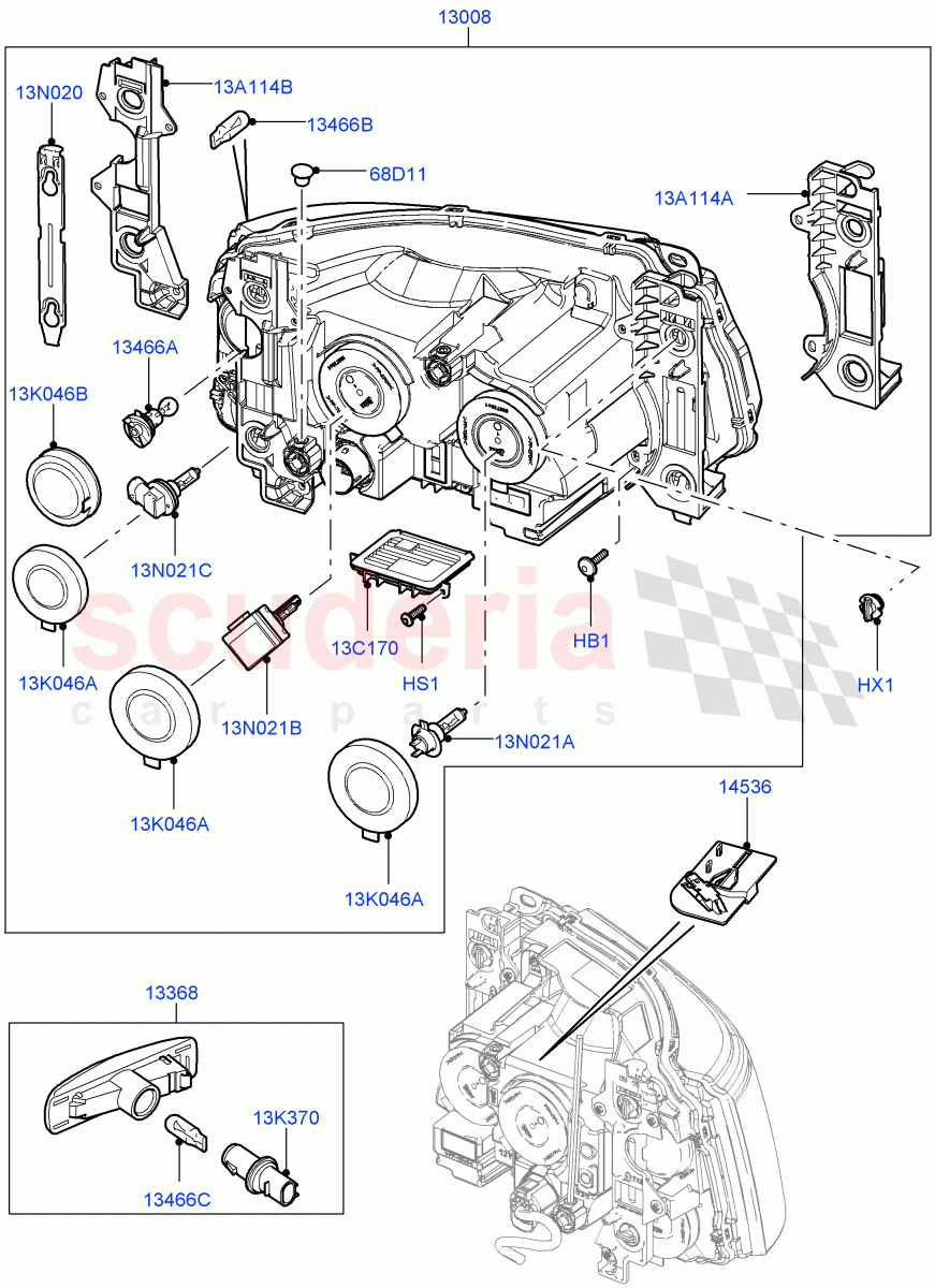 Headlamps And Front Flasher Lamps((V)FROMAA000001) of Land Rover Land Rover Range Rover Sport (2010-2013) [3.6 V8 32V DOHC EFI Diesel]