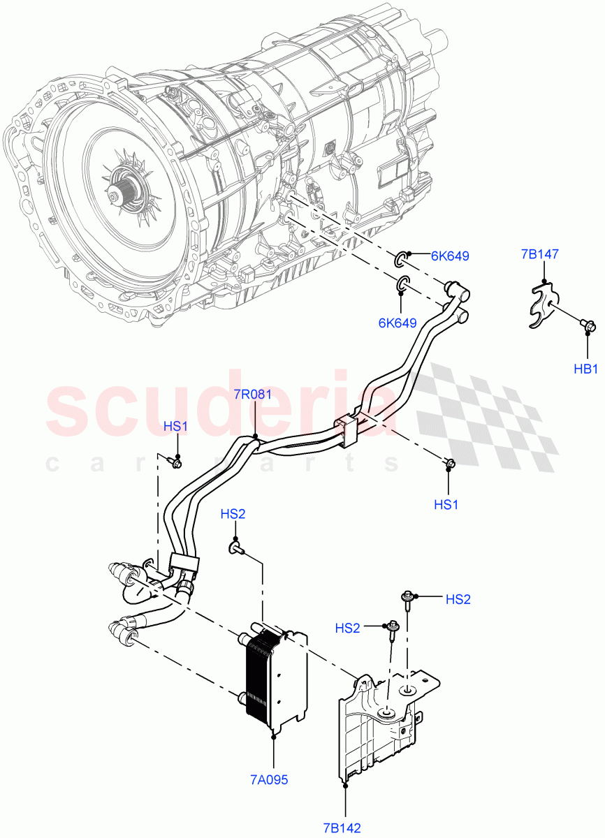 Transmission Cooling Systems (2.0L AJ200P Hi PHEV, 8HP Gen3 Hybrid Trans, 3.0L AJ20P6 Petrol PHEV) ((V) FROMMA000001) of Land Rover Land Rover Range Rover Velar (2017+) [3.0 DOHC GDI SC V6 Petrol]