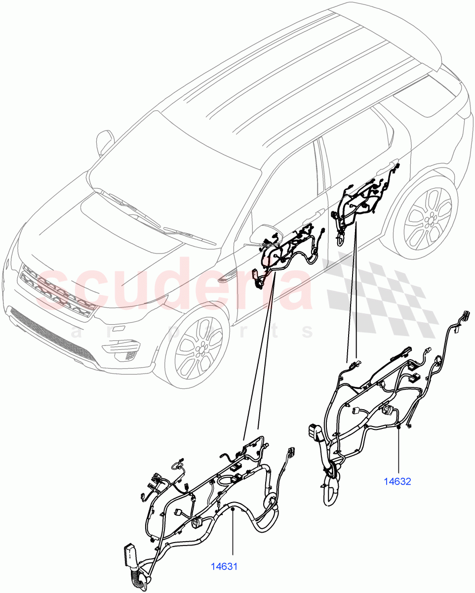 Wiring - Body Closures(Front And Rear Doors)(Halewood (UK))((V)FROMHH000001,(V)TOHH999999) of Land Rover Land Rover Discovery Sport (2015+) [2.0 Turbo Diesel AJ21D4]