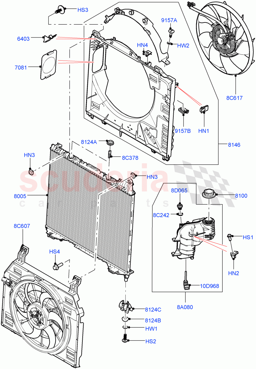 Radiator/Coolant Overflow Container (Main Unit) (3.0L AJ20P6 Petrol High) ((V) FROMKA000001) of Land Rover Land Rover Range Rover Sport (2014+) [3.0 I6 Turbo Petrol AJ20P6]