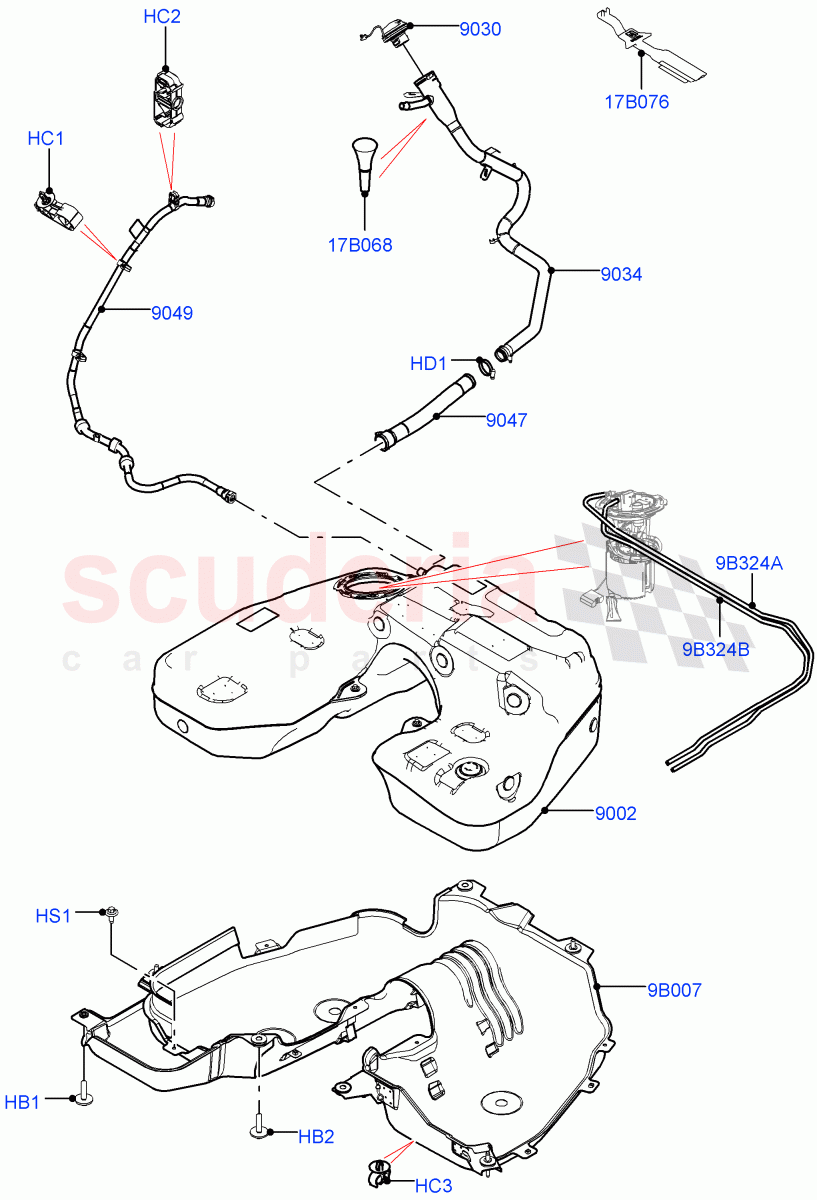 Fuel Tank & Related Parts(Nitra Plant Build)(2.0L I4 DSL HIGH DOHC AJ200,Standard Wheelbase)((V)TOL2999999) of Land Rover Land Rover Defender (2020+) [2.0 Turbo Diesel]