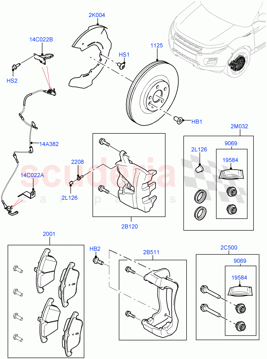 Front Brake Discs And Calipers (Itatiaia (Brazil), Front Disc And Caliper Size 18) ((V) FROMJT000001) of Land Rover Land Rover Range Rover Evoque (2012-2018) [2.2 Single Turbo Diesel]
