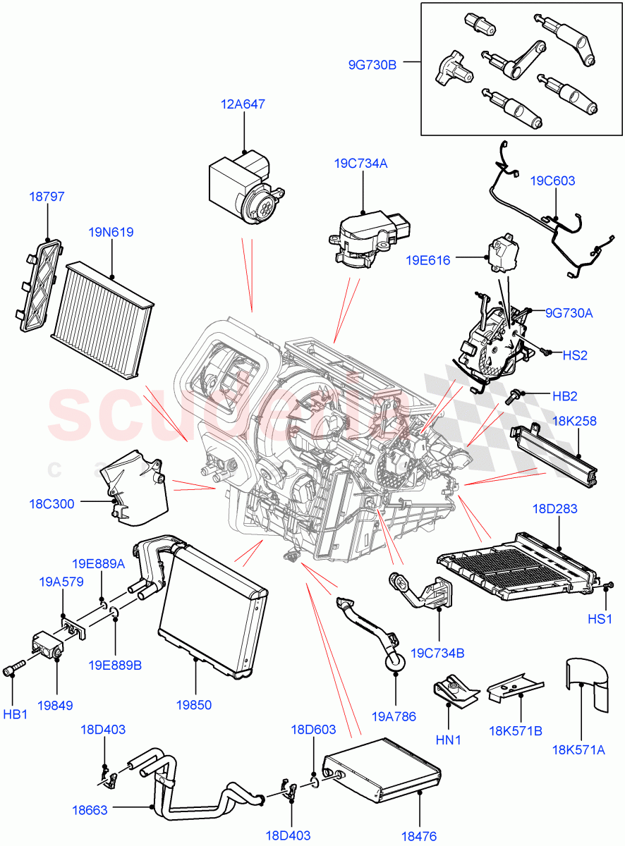 Heater/Air Cond.Internal Components(Main Unit)(Halewood (UK))((V)TOKH999999) of Land Rover Land Rover Discovery Sport (2015+) [2.0 Turbo Petrol AJ200P]