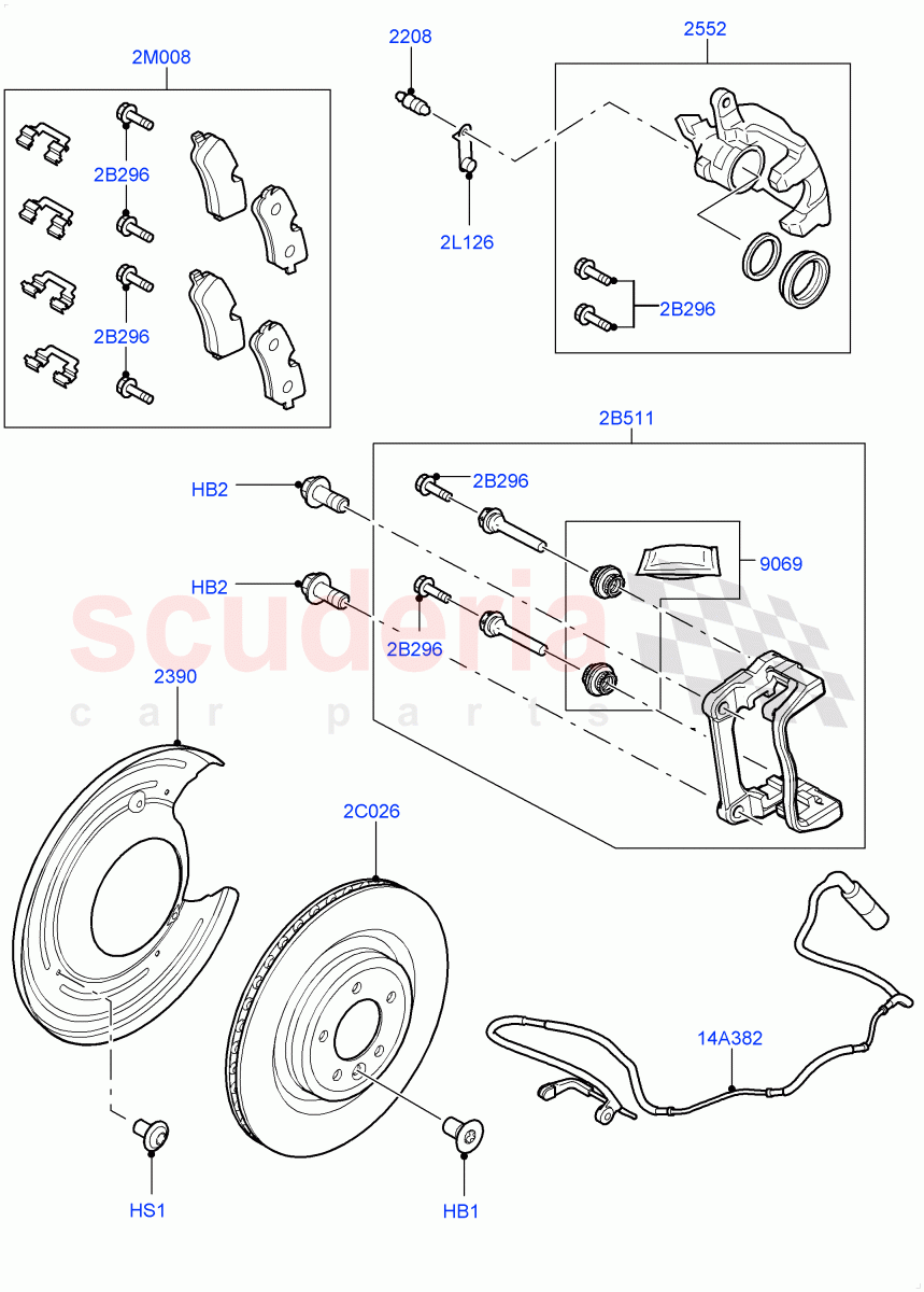 Rear Brake Discs And Calipers(Front Disc And Caliper Size 20)((V)FROMGA000001,(V)TOGA150000) of Land Rover Land Rover Range Rover Sport (2014+) [3.0 Diesel 24V DOHC TC]