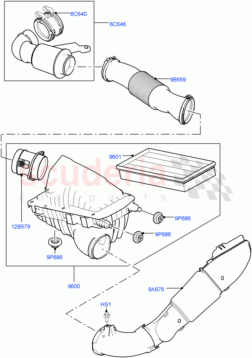 Air Cleaner(Nitra Plant Build)(2.0L I4 DSL MID DOHC AJ200,2.0L I4 DSL HIGH DOHC AJ200)((V)FROMK2000001) of Land Rover Land Rover Discovery 5 (2017+) [2.0 Turbo Diesel]