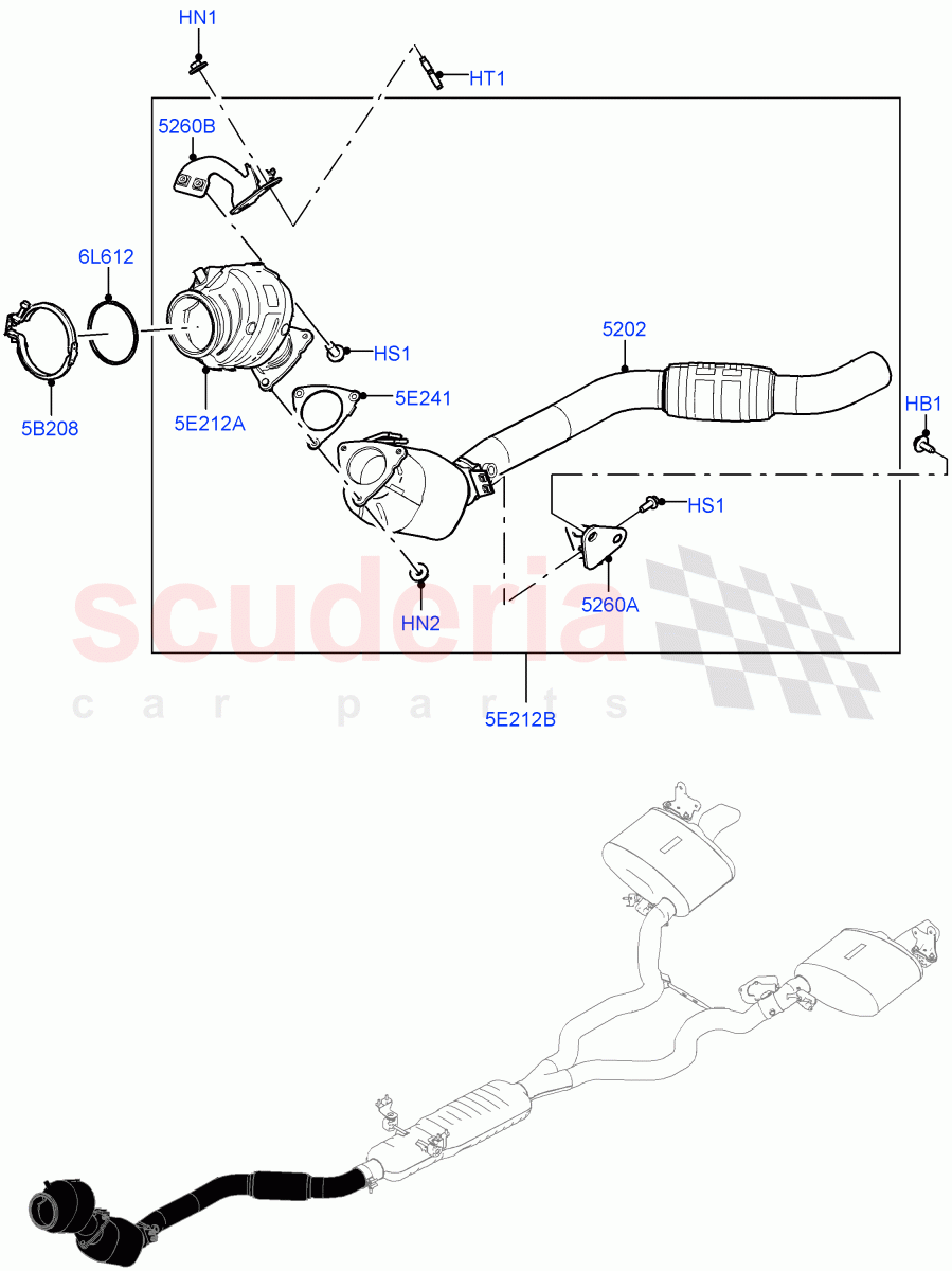 Front Exhaust System (3.0L AJ20P6 Petrol High) ((V) FROMKA000001) of Land Rover Land Rover Range Rover Sport (2014+) [3.0 I6 Turbo Petrol AJ20P6]