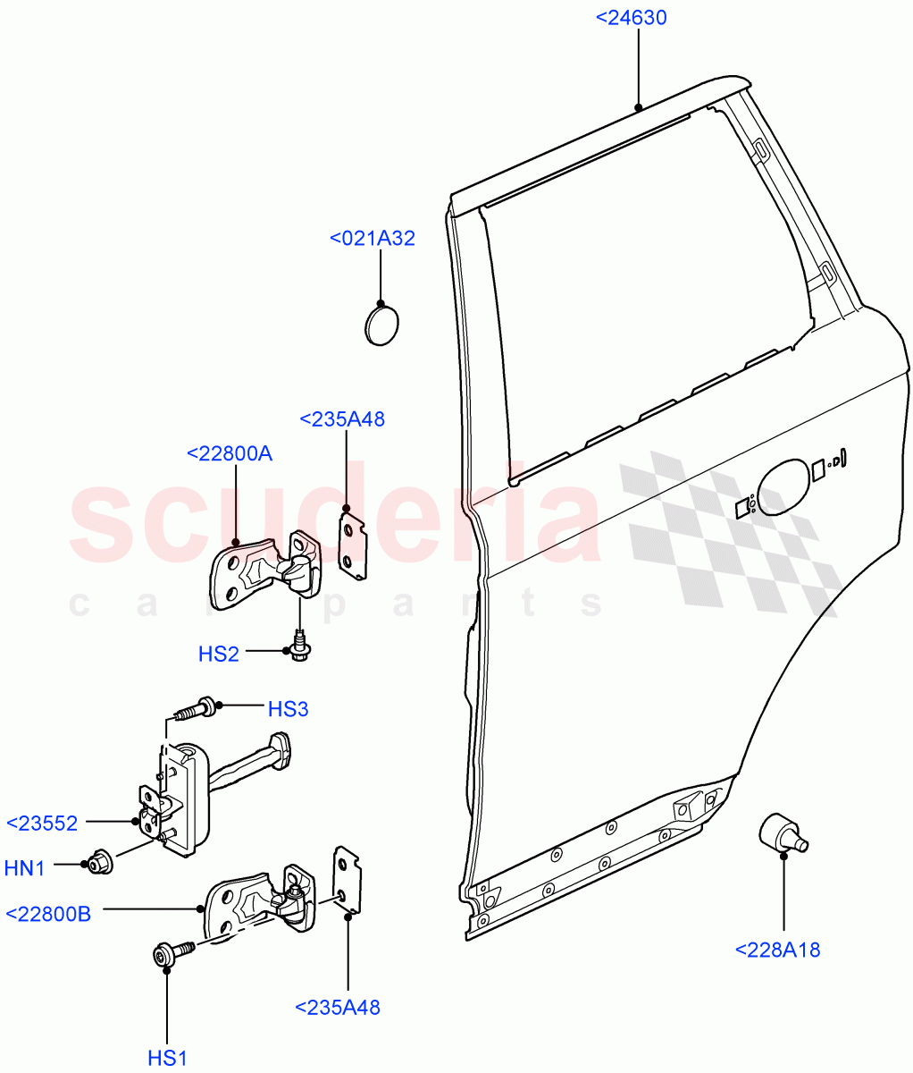Rear Doors, Hinges & Weatherstrips (Door And Fixings) ((V) FROMAA000001) of Land Rover Land Rover Range Rover Sport (2010-2013) [3.0 Diesel 24V DOHC TC]