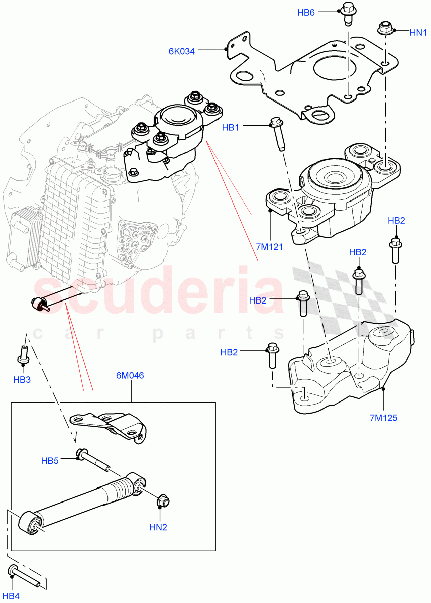 Transmission Mounting (2.0L I4 High DOHC AJ200 Petrol, Halewood (UK), 2.0L I4 Mid DOHC AJ200 Petrol) ((V) FROMJH000001) of Land Rover Land Rover Range Rover Evoque (2012-2018) [2.0 Turbo Diesel]