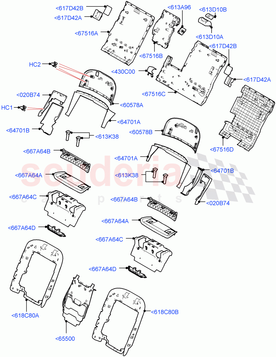 Rear Seat Back(40/20/40 Super Slouch Rear Seat,With 2 Rear Small Individual Seats) of Land Rover Land Rover Range Rover (2022+) [4.4 V8 Turbo Petrol NC10]