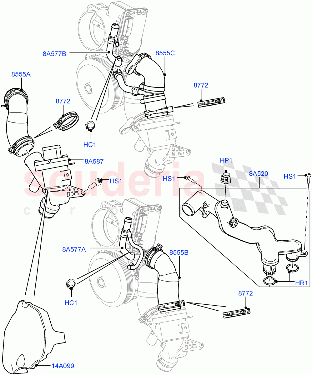 Thermostat/Housing & Related Parts (5.0L OHC SGDI NA V8 Petrol - AJ133) ((V) FROMAA000001) of Land Rover Land Rover Discovery 4 (2010-2016) [5.0 OHC SGDI NA V8 Petrol]