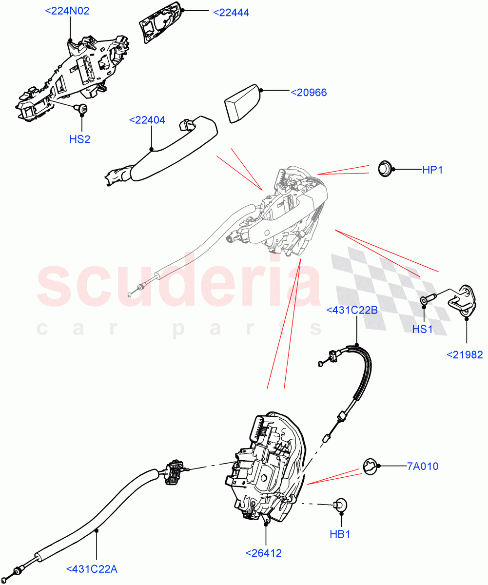 Rear Door Lock Controls (Long Wheelbase, Standard Wheelbase) ((V) FROMP2000001) of Land Rover Land Rover Defender (2020+) [3.0 I6 Turbo Petrol AJ20P6]
