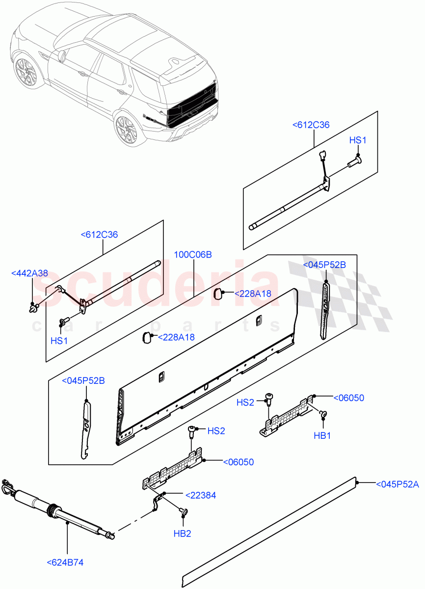 Load Compartment Trim (Power Deployable, Floor, Solihull Plant Build) (Inner Tailgate - Powered) ((V) FROMHA000001) of Land Rover Land Rover Discovery 5 (2017+) [3.0 I6 Turbo Petrol AJ20P6]